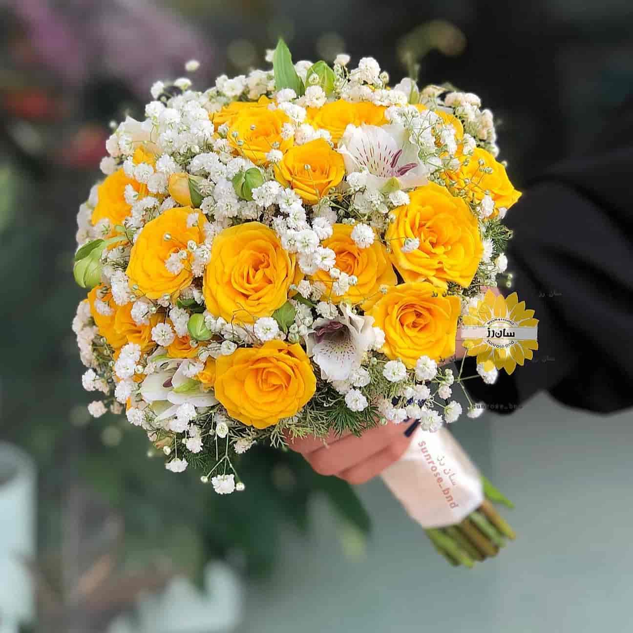 دسته گل رز زرد سان رز