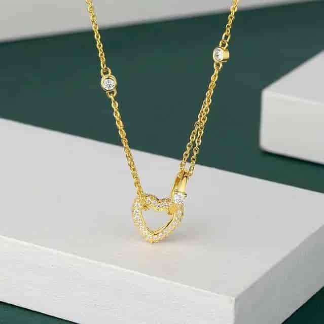 گردنبند حلقه و قلب ژوپینگ دارای سنگ اصلی توپاژ