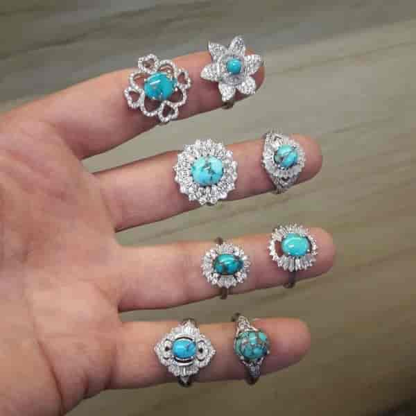 انگشتر کار شده با سنگ فیروزه نیشابور 06