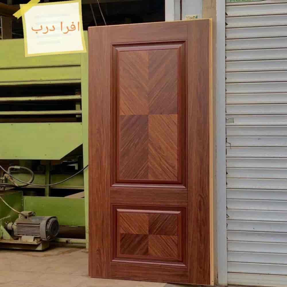 درب ملامینه طرح جناقی دو قاب رنگ چوب
