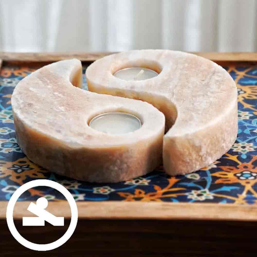 شمعدان سنگ نمک مدل بته جقه