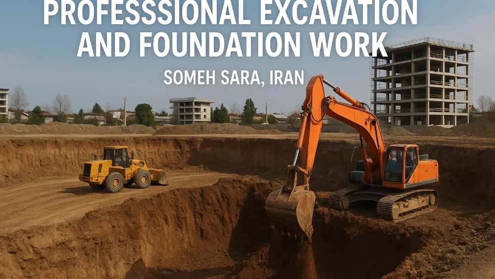 خاکبرداری انتظاری در صومعه سرا: اجرای تخصصی گودبرداری و فونداسیون