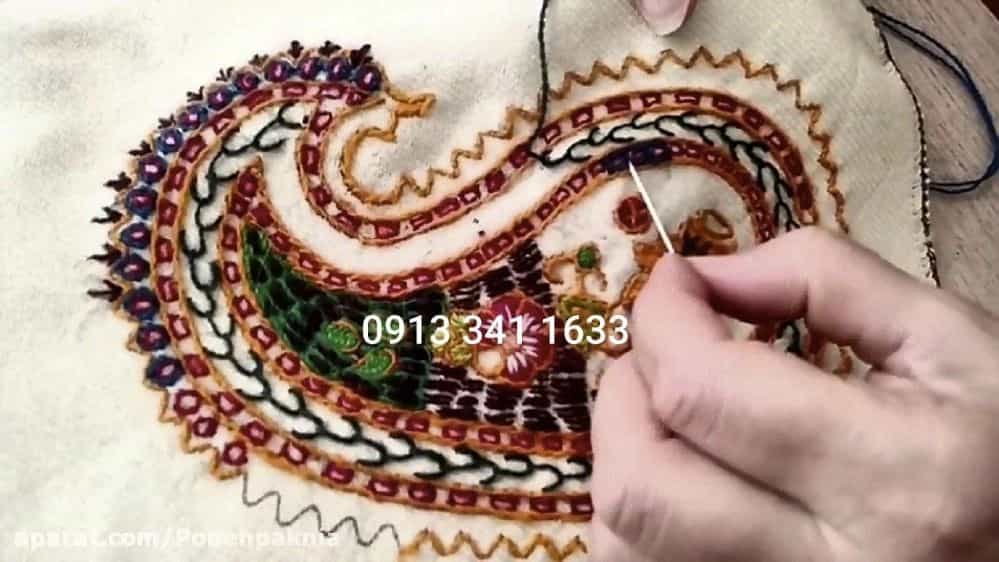 پته دوزی و سوزن دوزی روی پارچه هنر اصیل کرمان